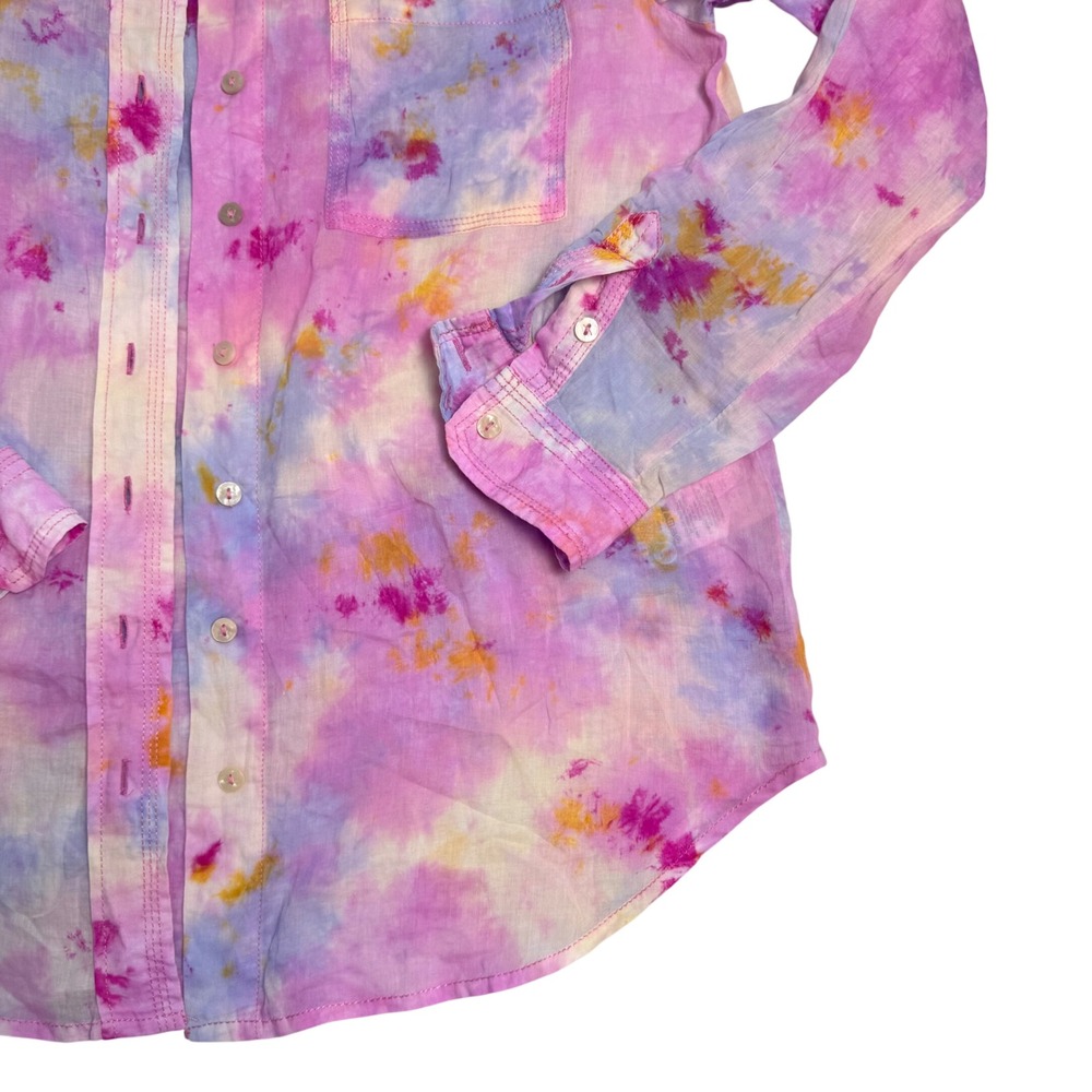Anthropologie Pilcro Pastel Tie Dye Button Down Shirt Womens S 100% Cotton Boho - Picture 12 of 13